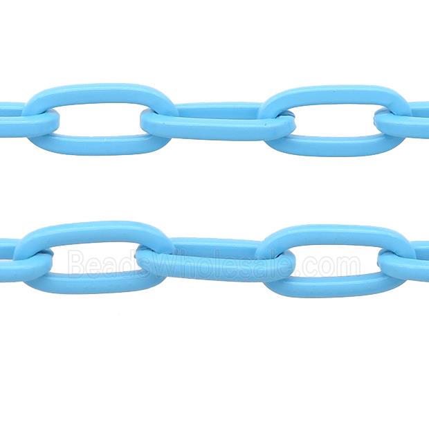 Alloy Paperclip Chain with fire lt.blue lacquered