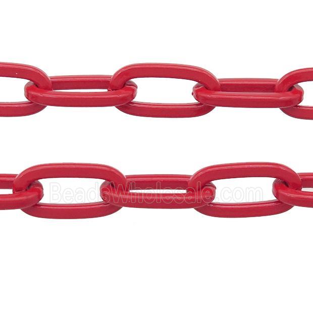 Alloy Paperclip Chain with fire red lacquered
