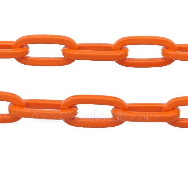 Alloy Paperclip Chain with fire orange lacquered