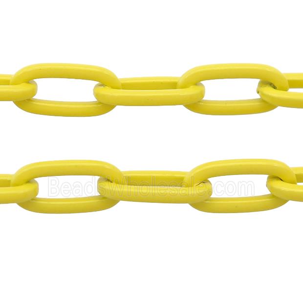 Alloy Paperclip Chain with fire yellow lacquered