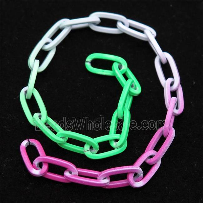 Alloy Paperclip Chain with fire lacquered, multicolor