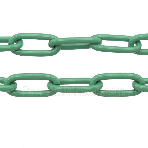 Alloy Paperclip Chain with fire green lacquered