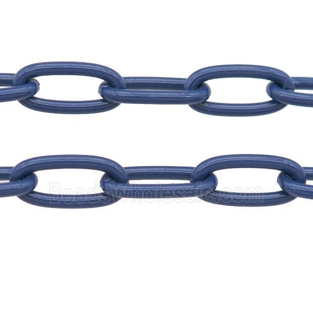 Alloy Paperclip Chain with fire navyblue lacquered