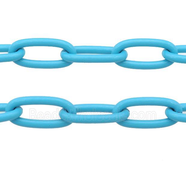 Alloy Paperclip Chain with fire teal lacquered
