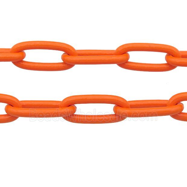 Alloy Paperclip Chain with fire orange lacquered