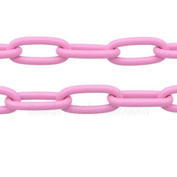 Alloy Paperclip Chain with fire lt.pink lacquered