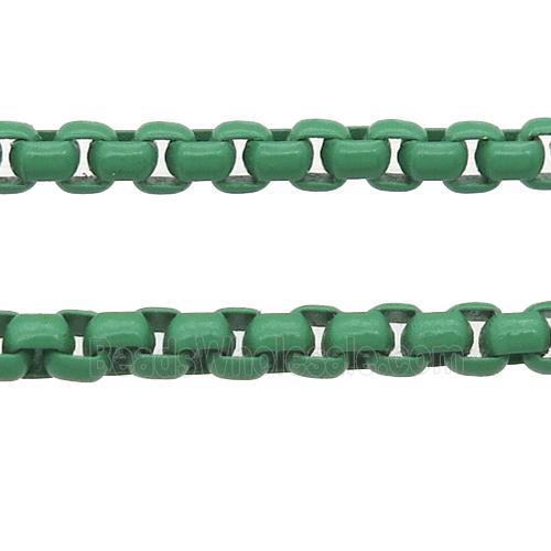stainless Iron Box Chain with fire green lacquered