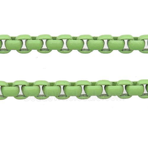 stainless Iron Box Chain with fire lt.green lacquered