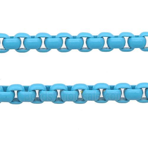 stainless Iron Box Chain with fire blue lacquered