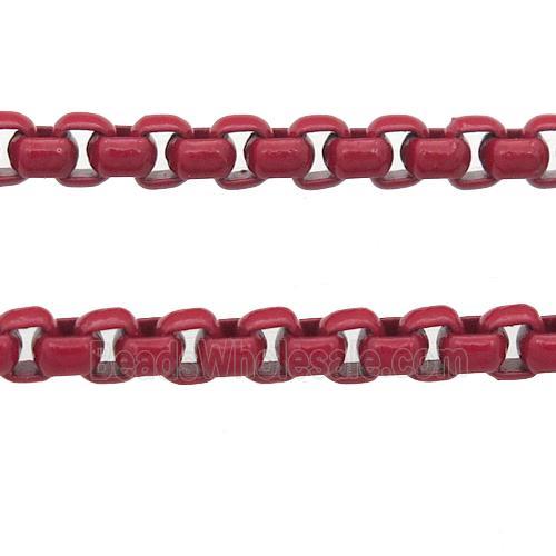 stainless Iron Box Chain with fire red lacquered