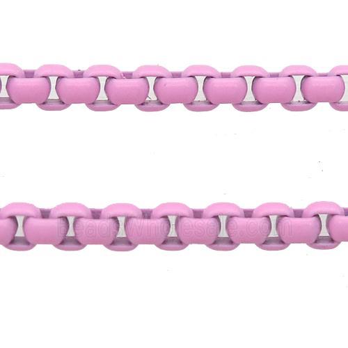 stainless Iron Box Chain with fire lt.pink lacquered