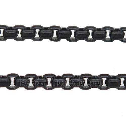 stainless Iron Box Chain with fire black lacquered
