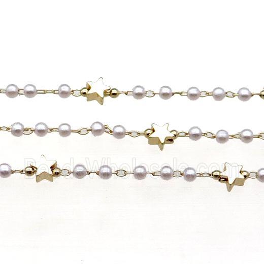 Copper Chain With Pearlized Plastic Star Gold Plated