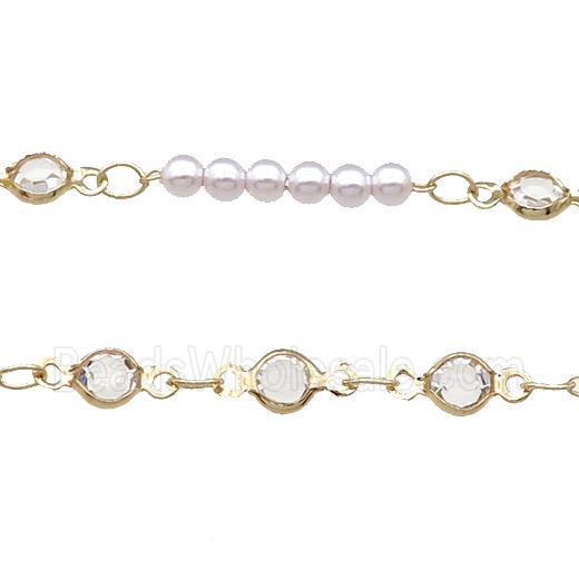 Copper Chain With Pearlized Plastic Gold Plated