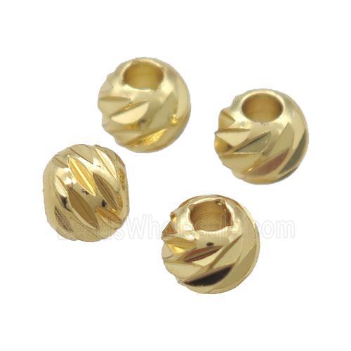 round copper carved beads, Unfade, gold plated