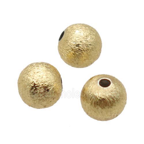 round copper brushed beads, Unfade, gold plated