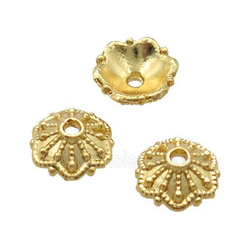copper beadcaps, Unfade, gold plated
