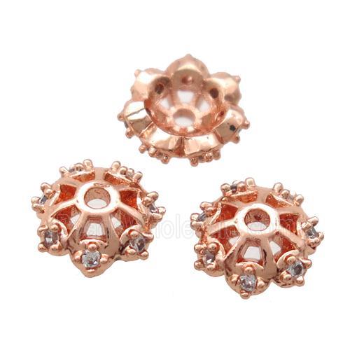 copper beadcaps pave zircon, Unfade, rose gold