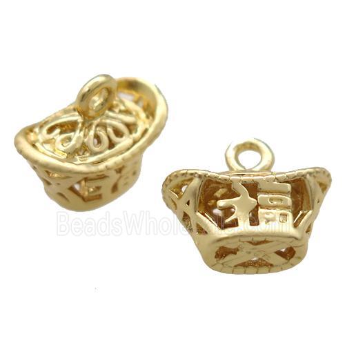 copper yuanbao pendant, duck gold, unfade