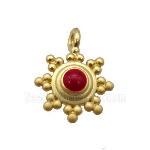 copper daisy pendant, duck gold, unfade