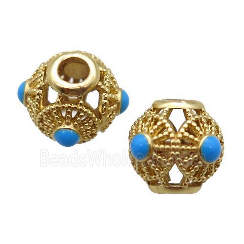 copper barrel beads, duck gold, unfade