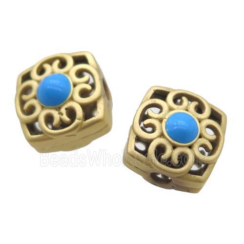 copper square beads, duck gold, unfade