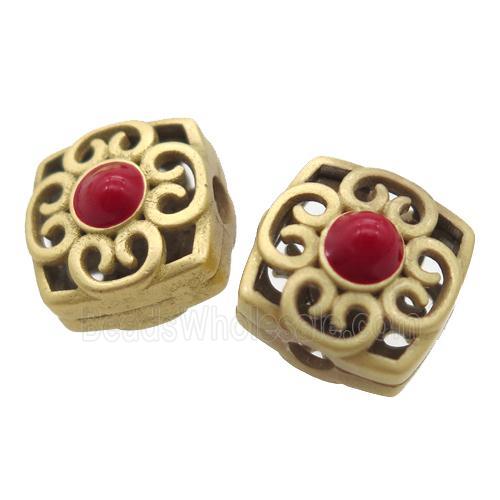 copper square beads, duck gold, unfade