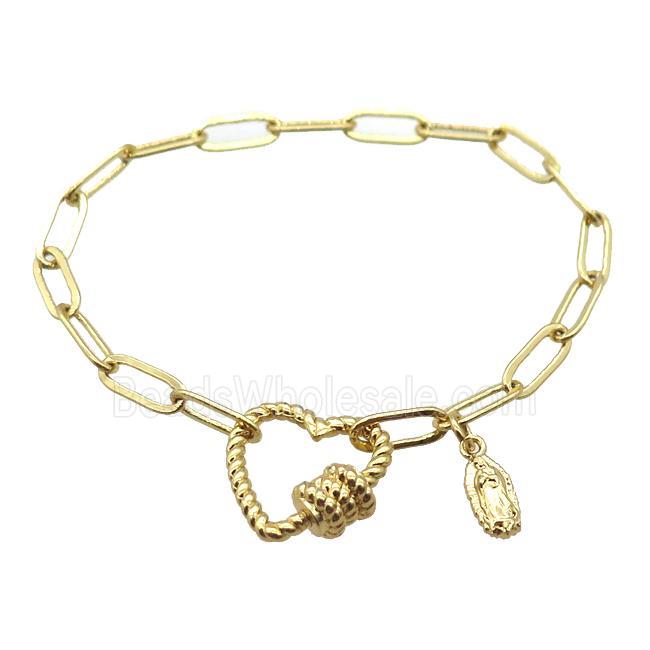 copper bracelet, gold plated