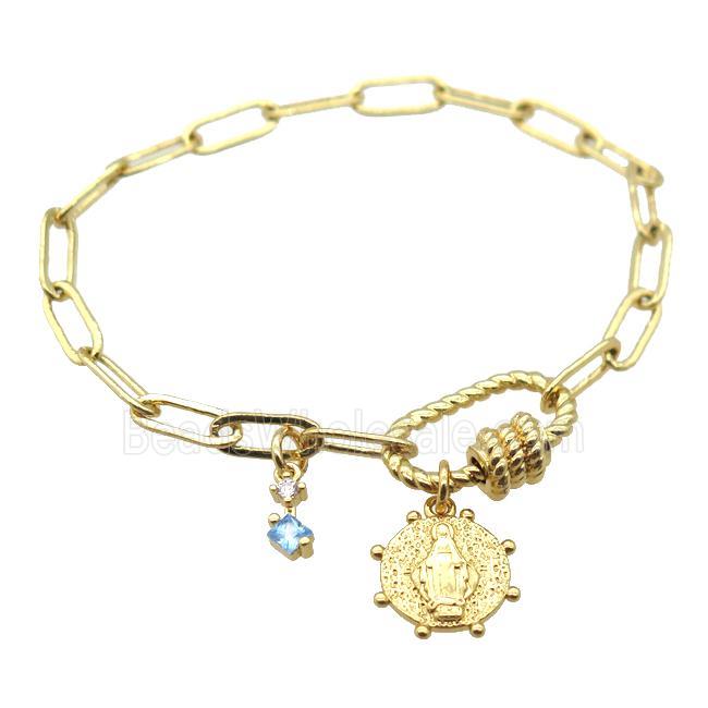 copper bracelet, gold plated