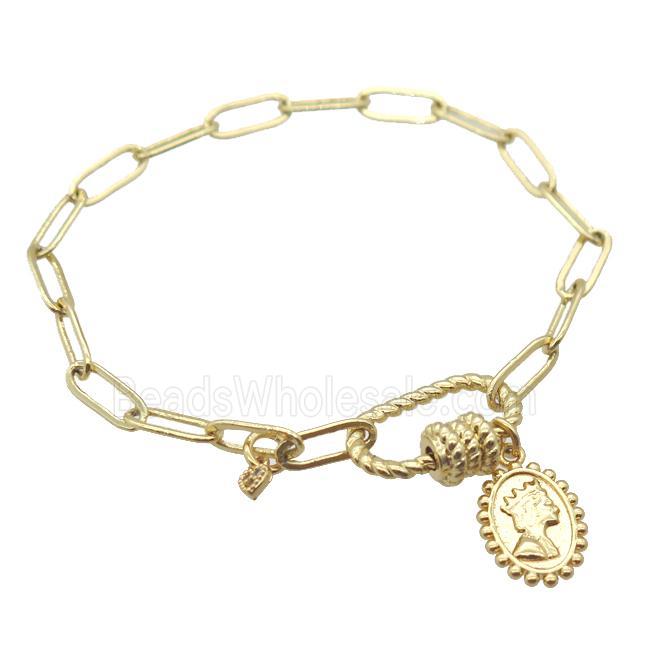 copper bracelet, gold plated