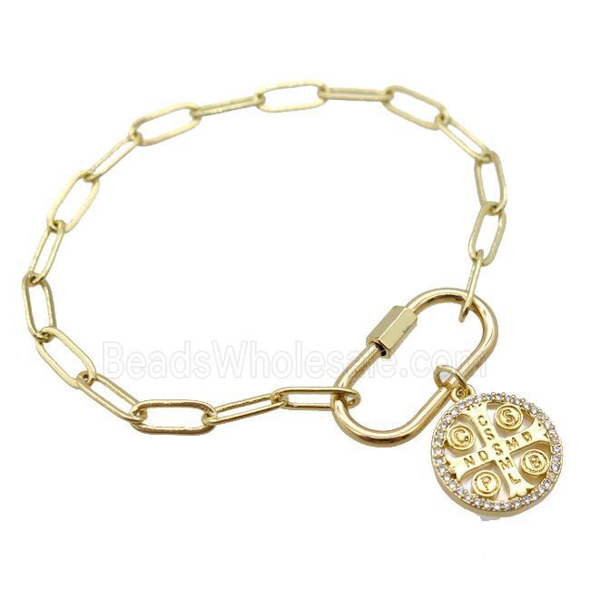 copper bracelet, gold plated