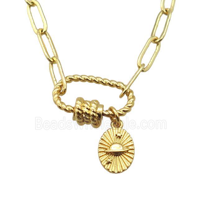 copper necklace, gold plated
