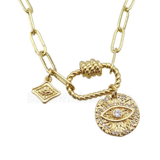 copper necklace, gold plated