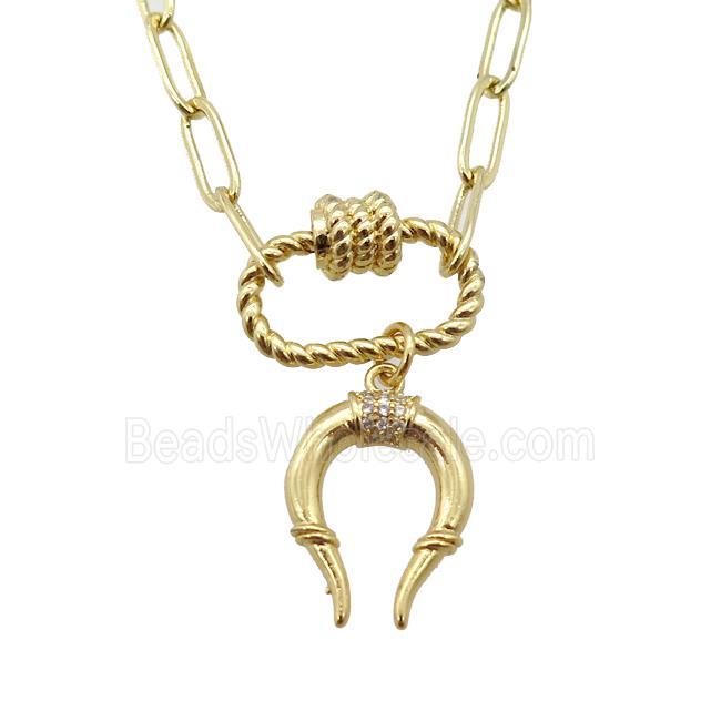 copper necklace, gold plated