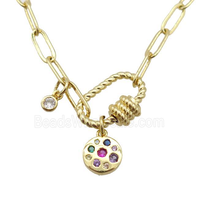 copper necklace, gold plated
