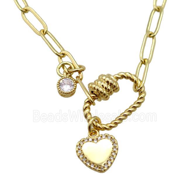 copper necklace, gold plated
