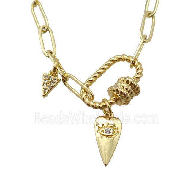 copper necklace, gold plated