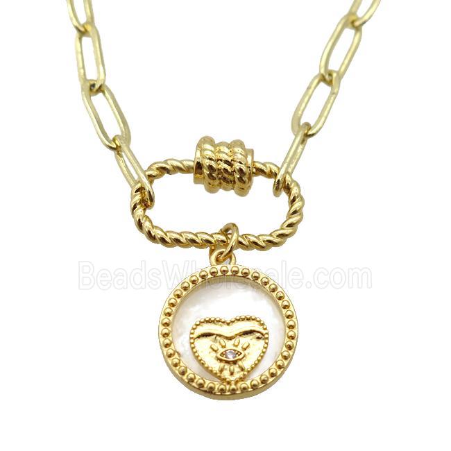 copper necklace, gold plated