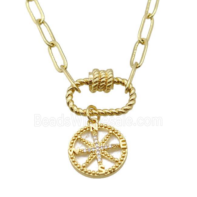 copper necklace, gold plated