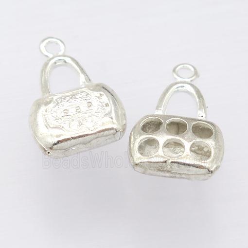 copper Lock pendant, silver plated