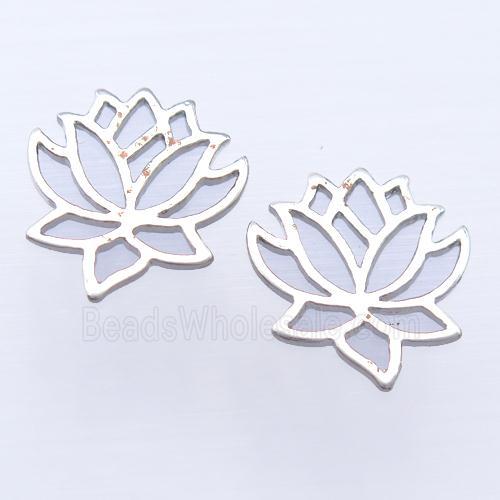 copper Lotus pendant, platinum plated, unfade