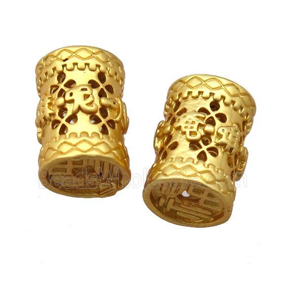 copper tube beads, Buddhist, duck gold, unfade
