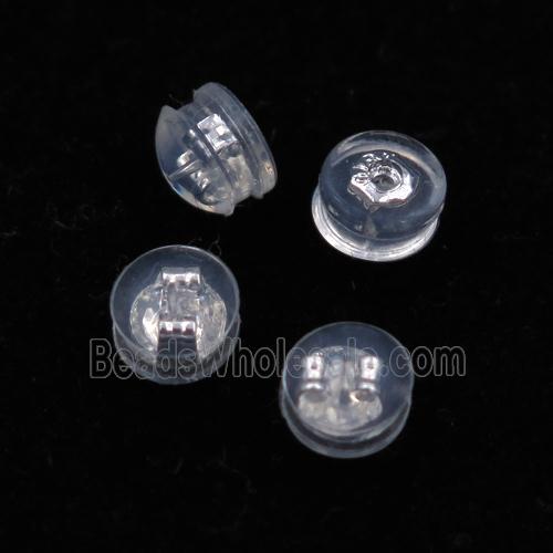 copper Earring Back with silicon wrapped, silver plated