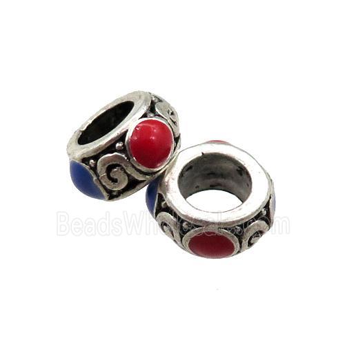 tibetan zinc rondelle beads, antique silver