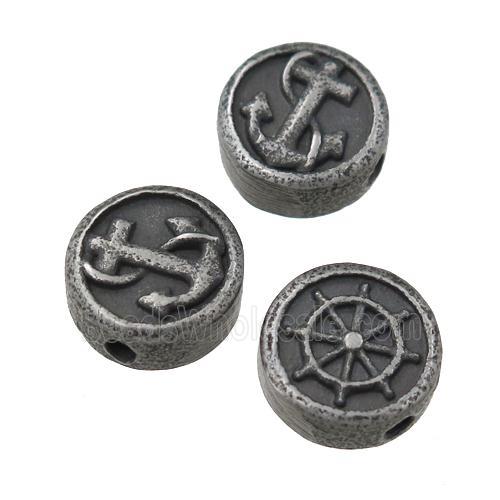 Stainless Steel button coin beads, anchor