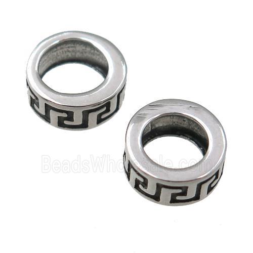 Stainless Steel rondelle beads, antique silver