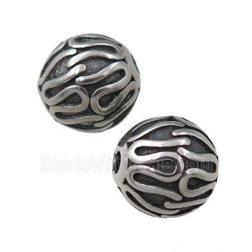round Stainless Steel beads, antique silver