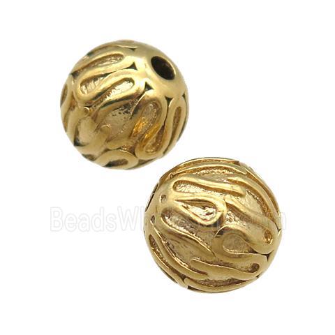round stainless steel beads, gold plated