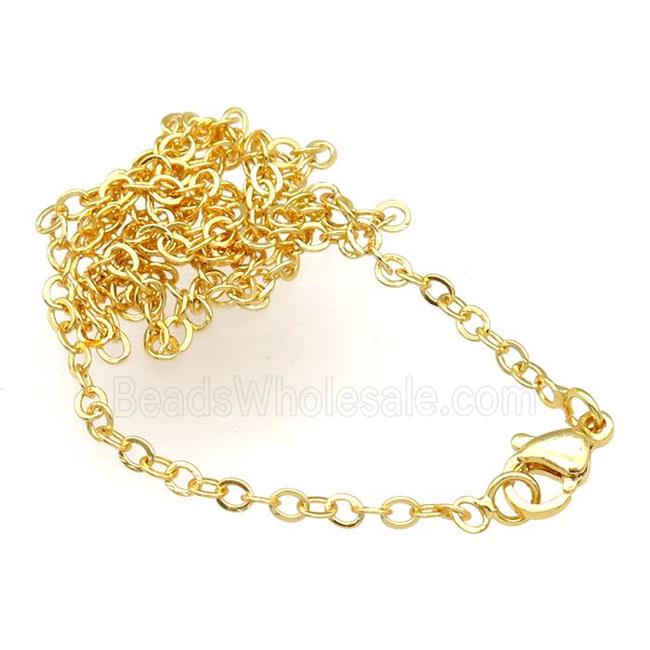 copper necklace chain, unfaded, gold plated
