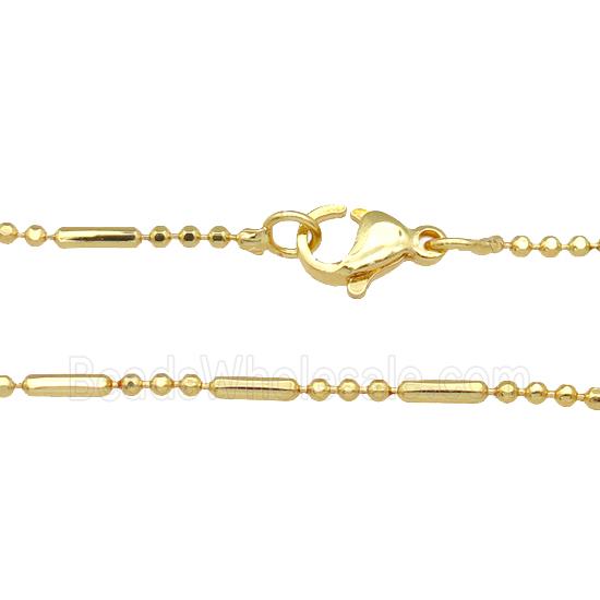 copper necklace ball chain, unfaded, gold plated